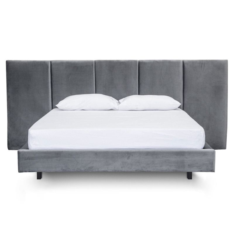 Marlingate King Bed Frame Charcoal Velvet Outdoor Living Essentials