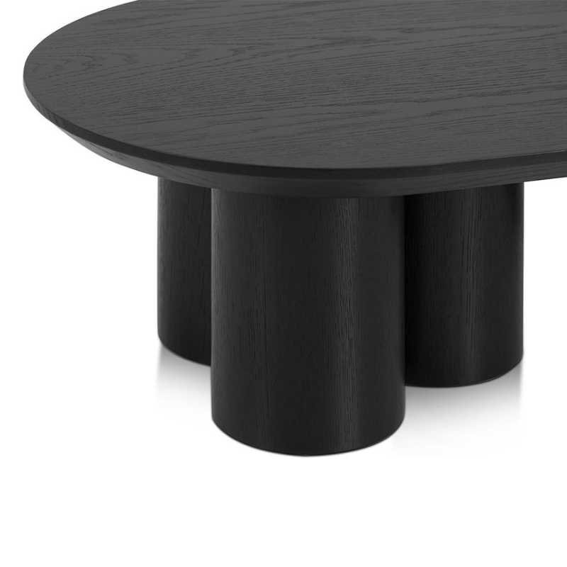 Mason 130CM Elm Coffee Table Black Left Side Legs View