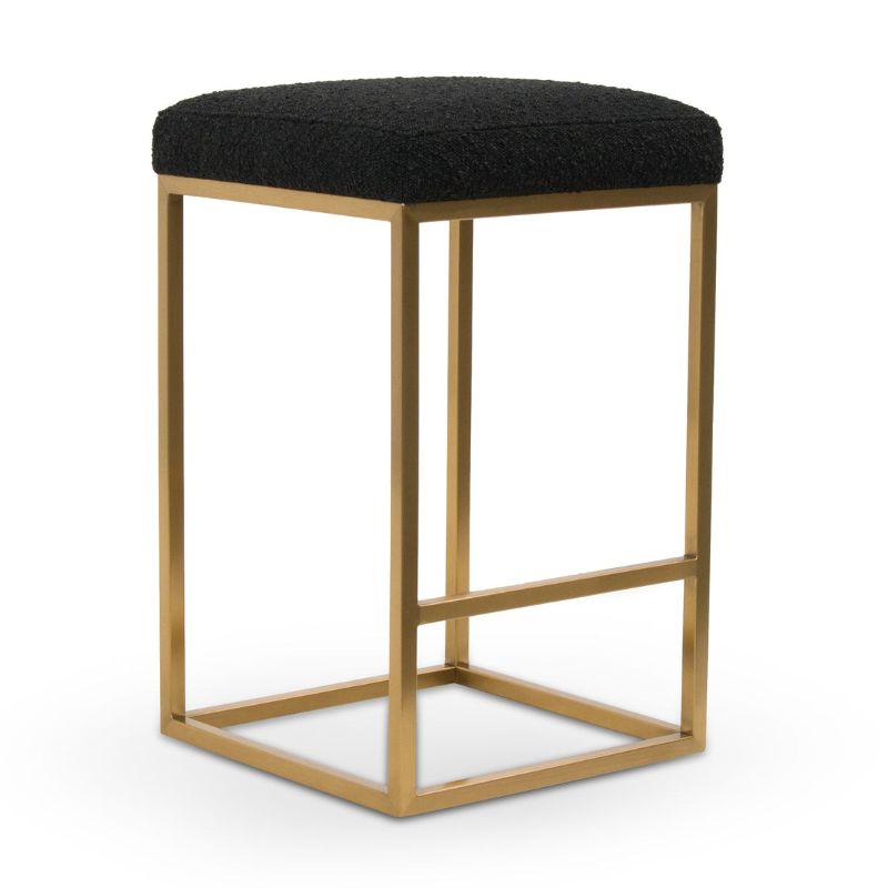 McCrae 63MC Bar Stool Black With Golden Base Angle View Frame