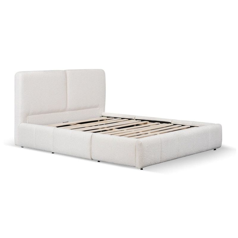 Morewood King Bed Frame With Drawers Cream White Angle View