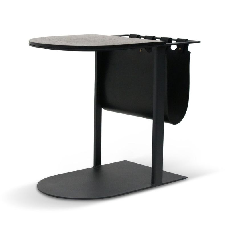 Morley 50CM Wooden Side Table Black Angle View