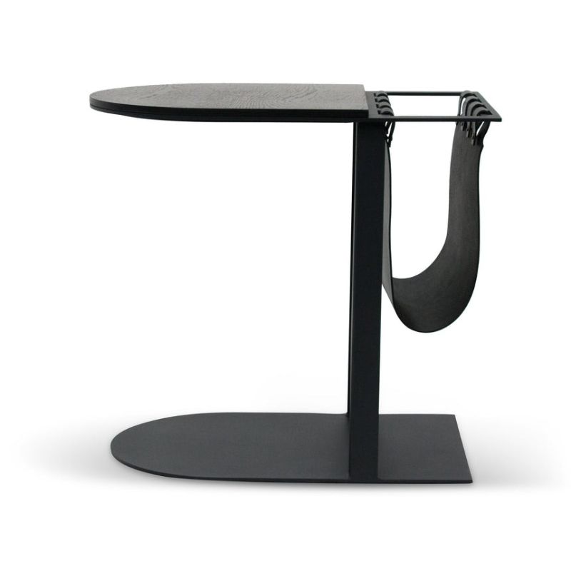 Morley 50CM Wooden Side Table Black Right Sideo Base