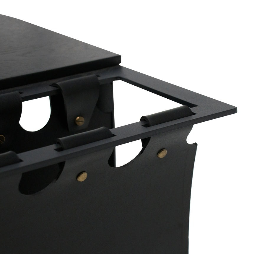 Morley 50CM Wooden Side Table Black Top Angle