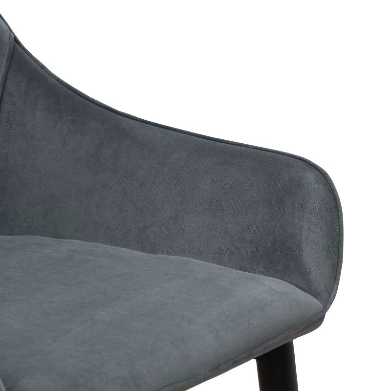 Morrison Velvet Dining Chair Grey Armrest