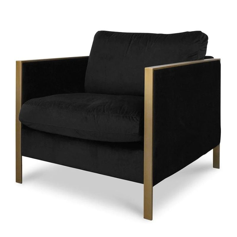 Nectar Fabric Armchair In Black Velvet Right Angle