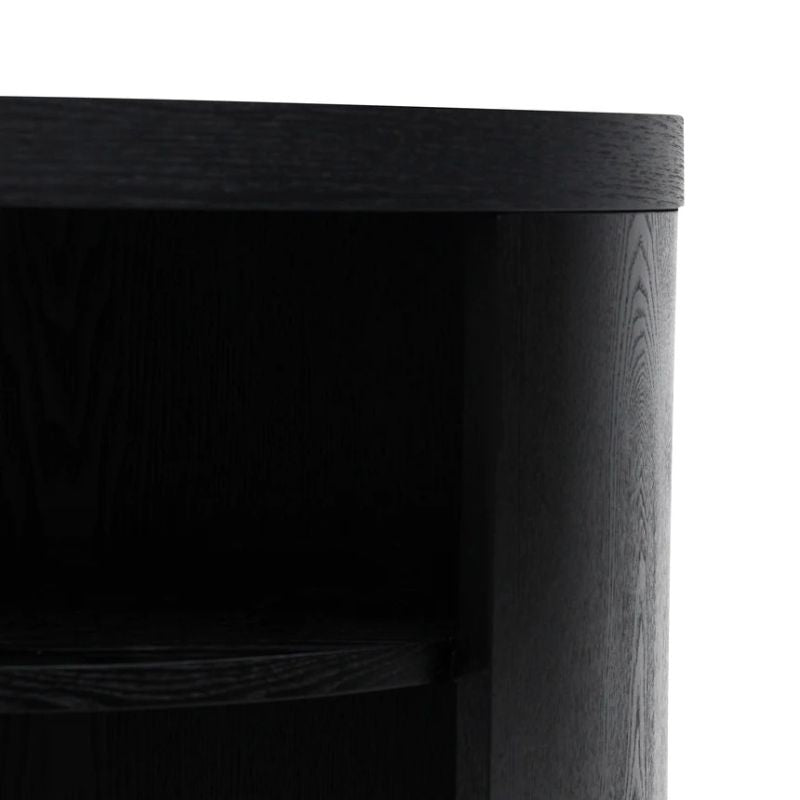 Northwood Round Wooden Bedside Table Black Mountain Close