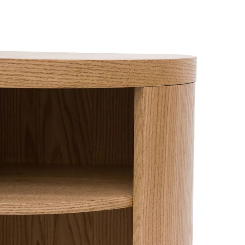 Northwood Round Wooden Bedside Table Natural Close