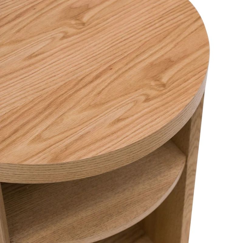 Northwood Round Wooden Bedside Table Natural Top