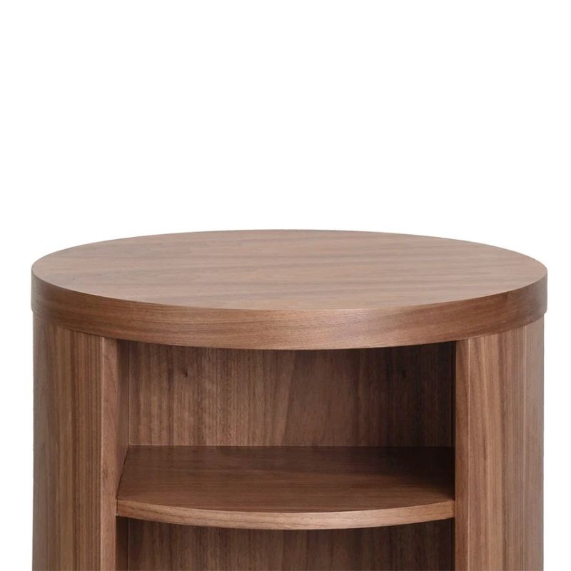 Northwood Round Wooden Bedside Table Walnut Top