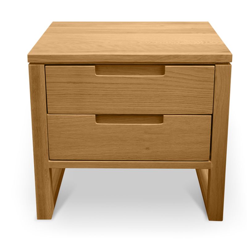 Norwood 2 Drawer Wooden Bedside Table Front View