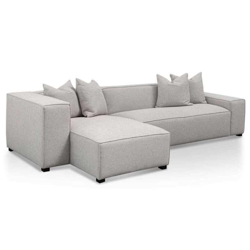 Oakhaven 3 Seater Right Chaise Fabric Sofa Sterling Sand Corner View