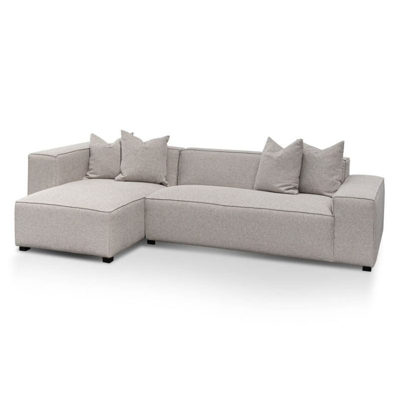 Oakhaven 3 Seater Right Chaise Fabric Sofa Sterling Sand Full View