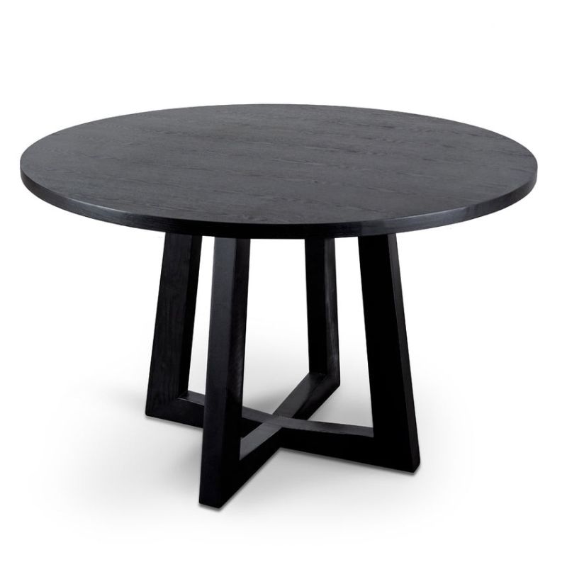 Oakhurst 120CM Round Wooden Dining Table Black Top View