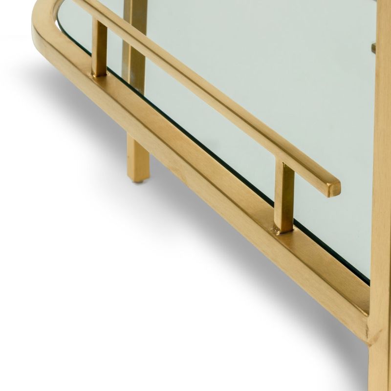 Oakhurst Bar Cart With Mirror And Gold Base Handle