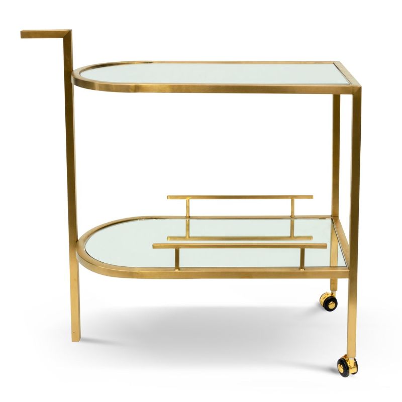 Oakhurst Bar Cart With Mirror And Gold Base