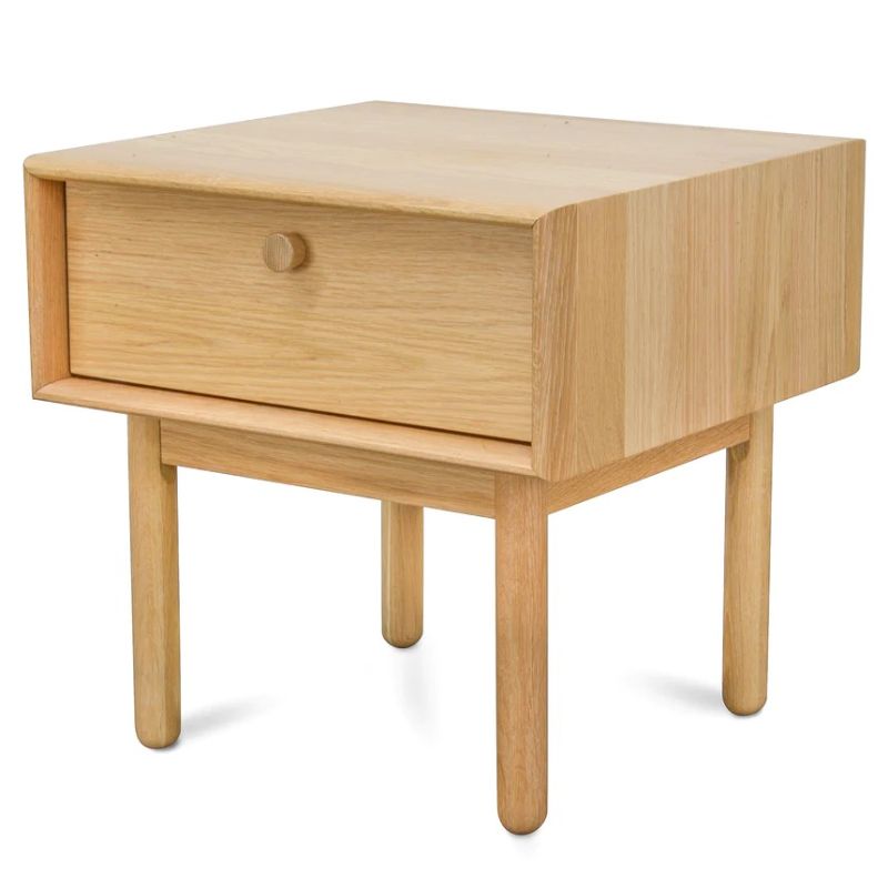Oakridge Lamp Side Table With Drawer Natural Angle