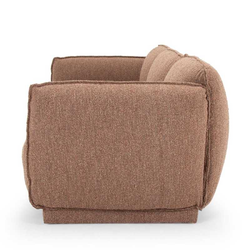 Oldfield 3 Seater Fabric Sofa Rustic Brown Boucle Side View