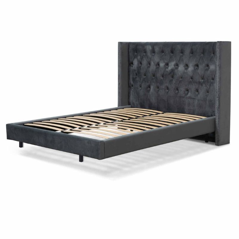 Olmewood King Bed Frame Charcoal Angle View Frame
