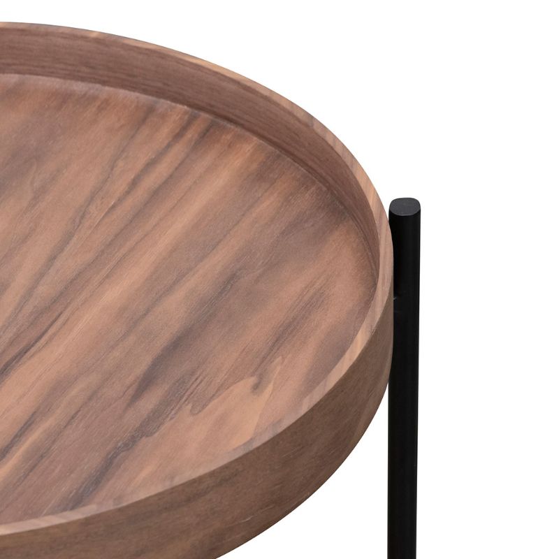Olmstead 44CM Round Side Table Walnut Top Finishing