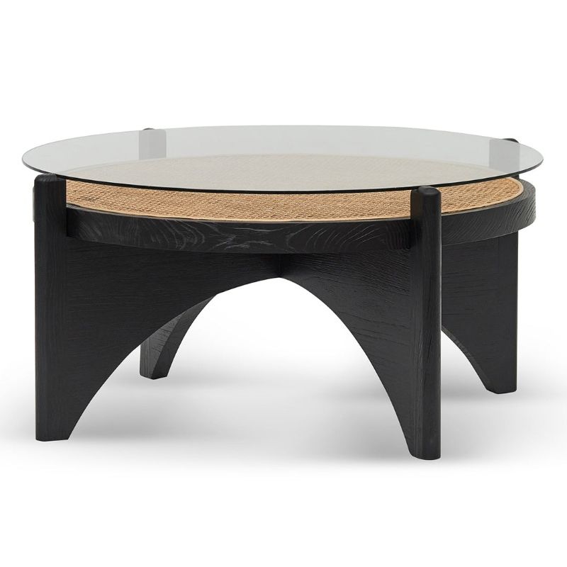 Ormond 96CM Round Glass Coffee Table Black