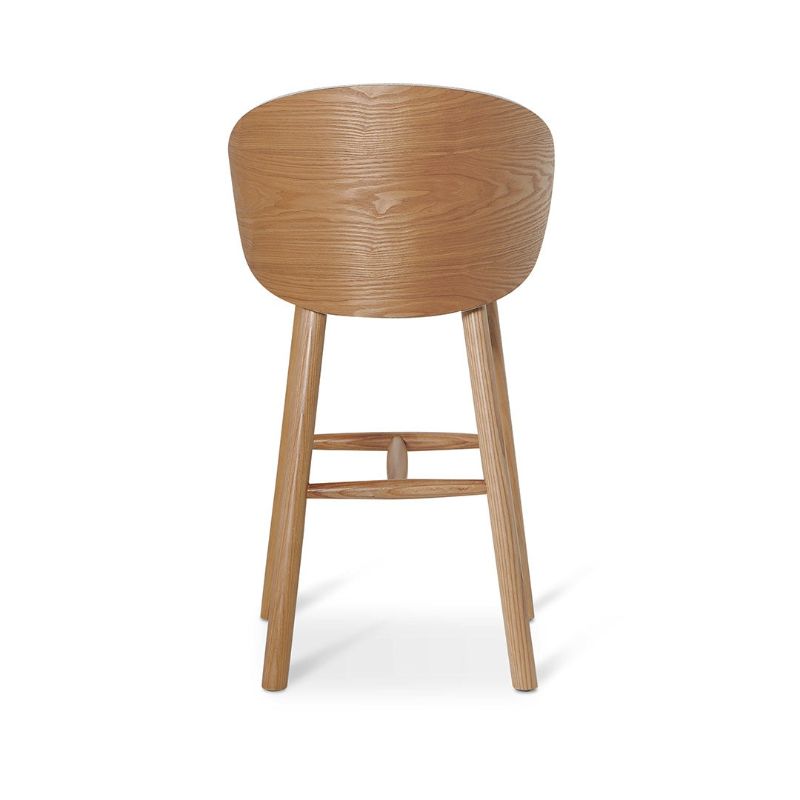 Oxford 65CM Wooden Bar Stool Beige Fabric Back View