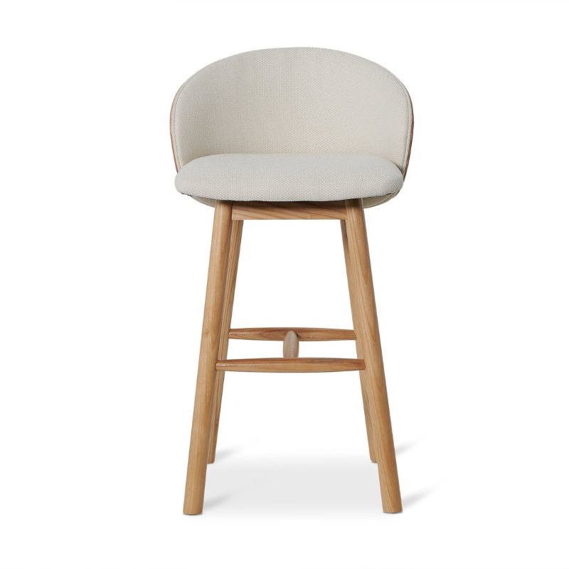 Oxford 65CM Wooden Bar Stool Beige Fabric Front