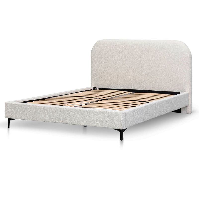 Partridge King Bed Frame Cream White Angle View