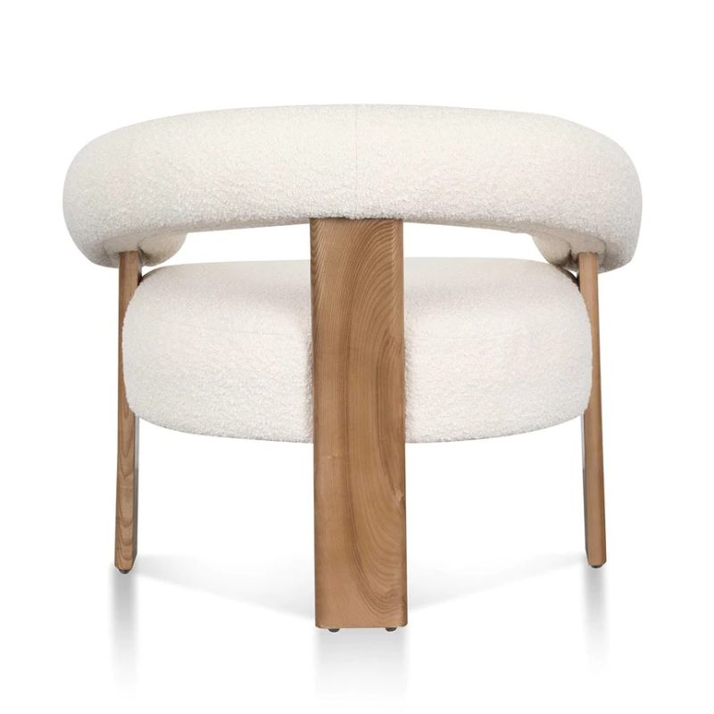 Paxton Ivory White Boucle Armchair Natural Legs Back