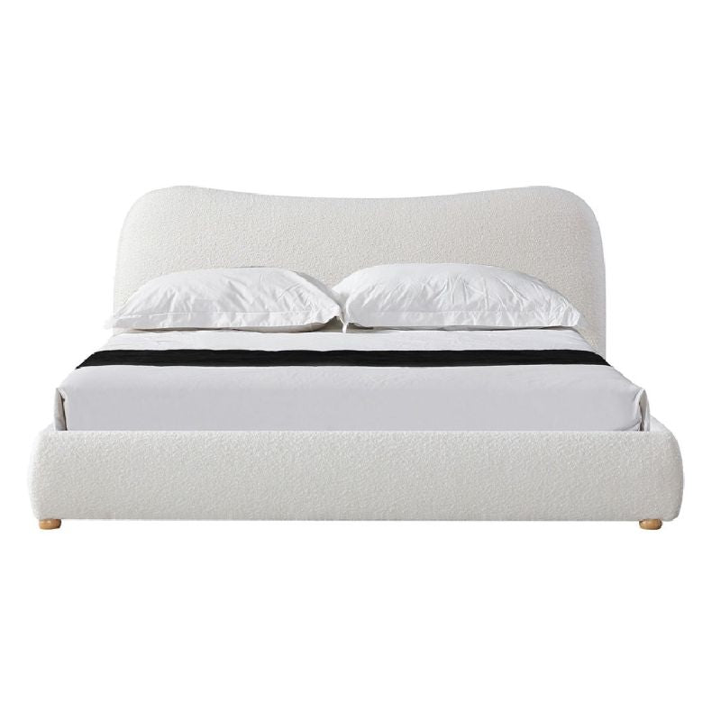 Pebblegate King Bed Frame Cream White Front View
