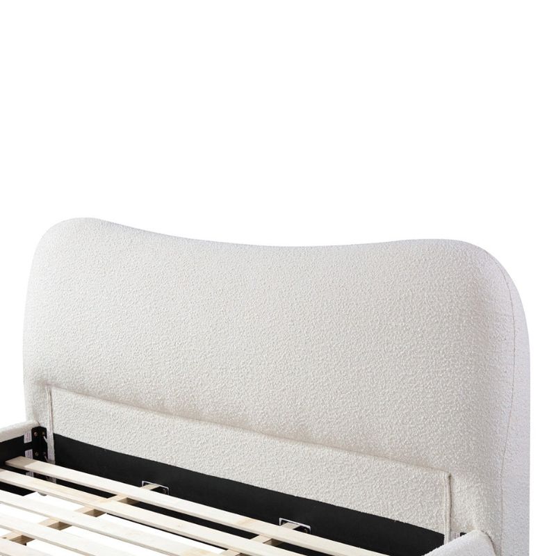 Pebblegate King Bed Frame Cream White Headrest