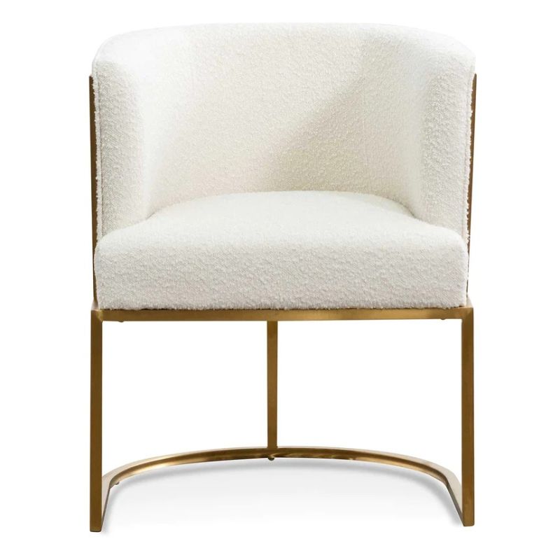 Penwood Lounge Chair Brushed Gold Ivory White Front