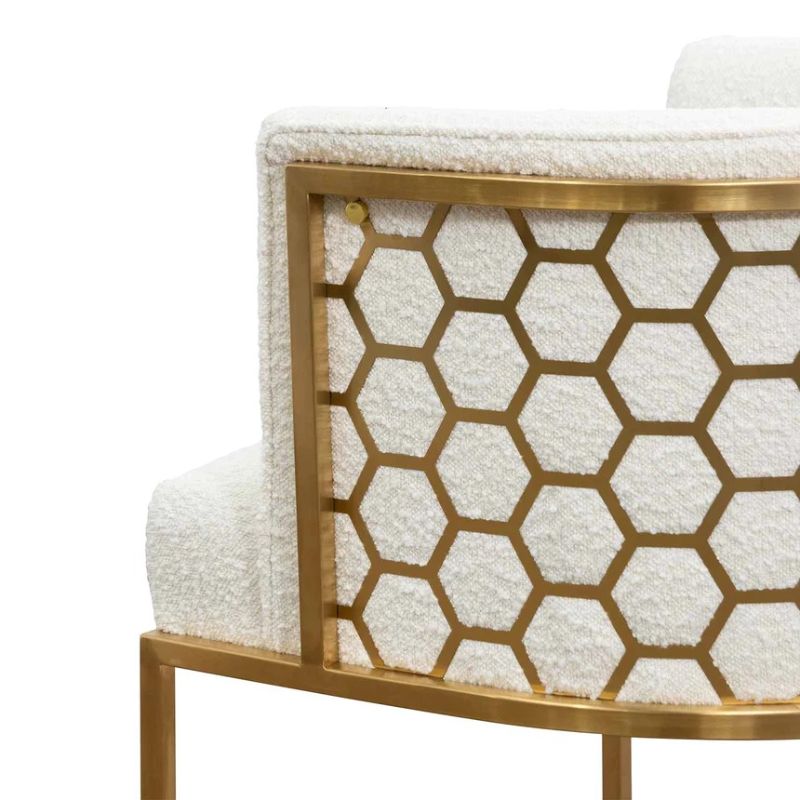 Penwood Lounge Chair Brushed Gold Ivory White Right Side