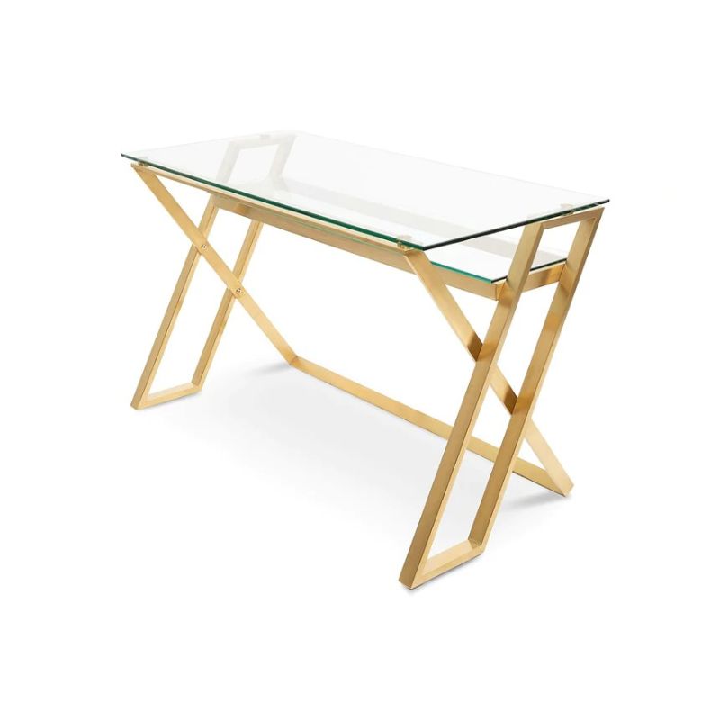 Perring 120CM Glass Home Office Desk Angle