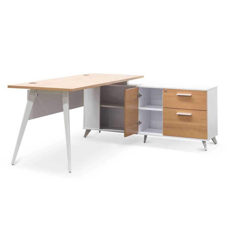 Pinegrove 160CM Right Return Executive Office Desk Natural Corner View