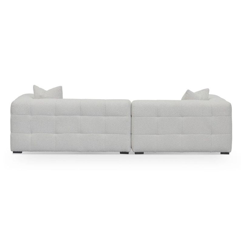 Pinevalley Fabric Left Chaise Sofa Pearl Boucle Back Side View