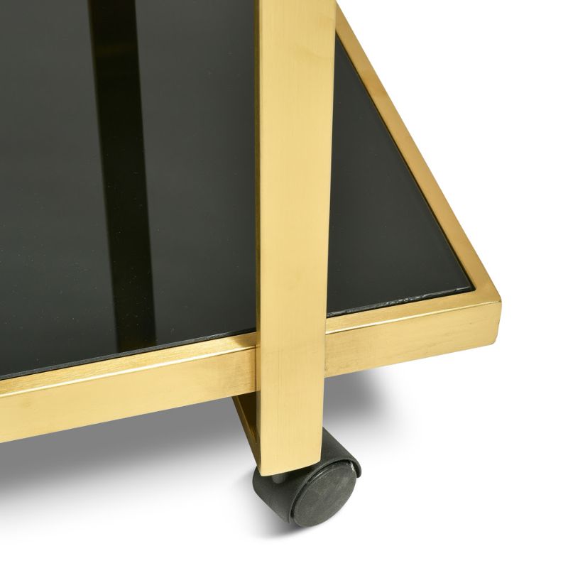 Point Tempered Glass Bar Cart Gold Base Corner