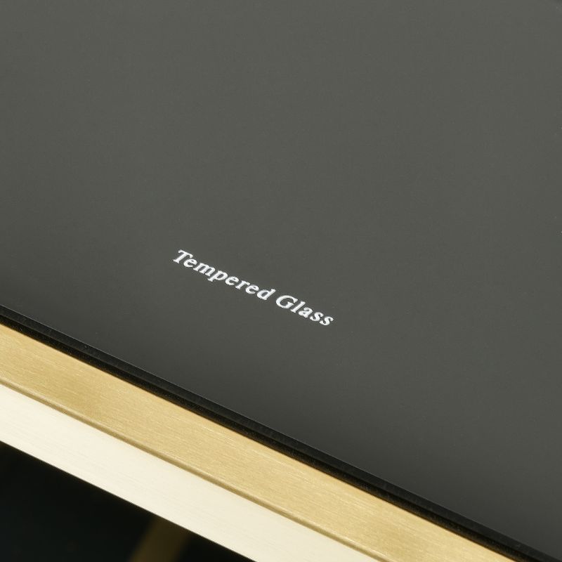 Point Tempered Glass Bar Cart Gold Base Glass