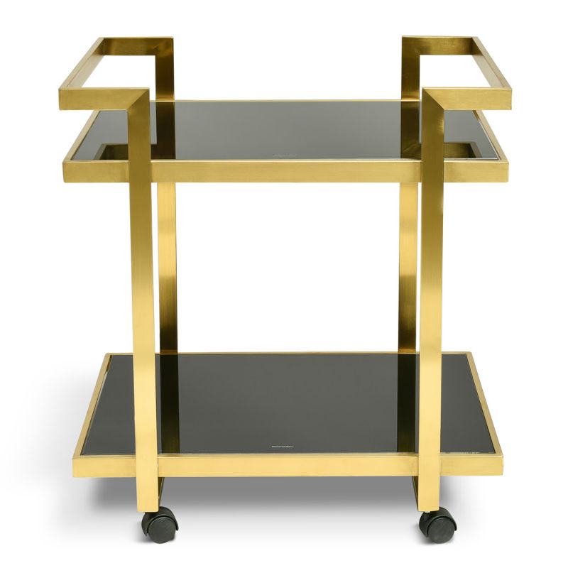 Point Tempered Glass Bar Cart Gold Base