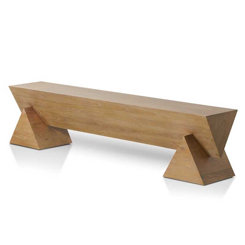Pozieres 190CM Elm Bench Natural Angle View