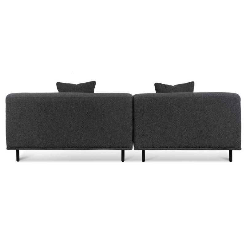 Quarrybay Left Chaise Sofa Charcoal Boucle Back Side View