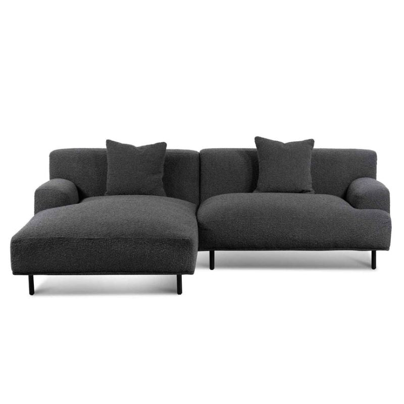 Quarrybay Left Chaise Sofa Charcoal Boucle Front View