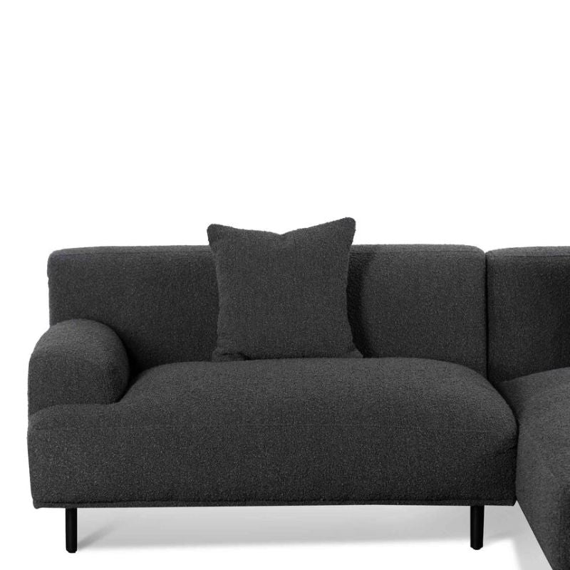 Quarrybay Right Chaise Sofa Charcoal Boucle Left Side View