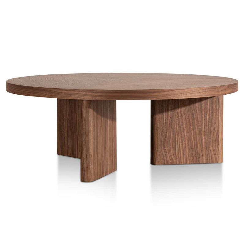 Radcliffe 100CM Wooden Round Coffee Table Walnut Side View