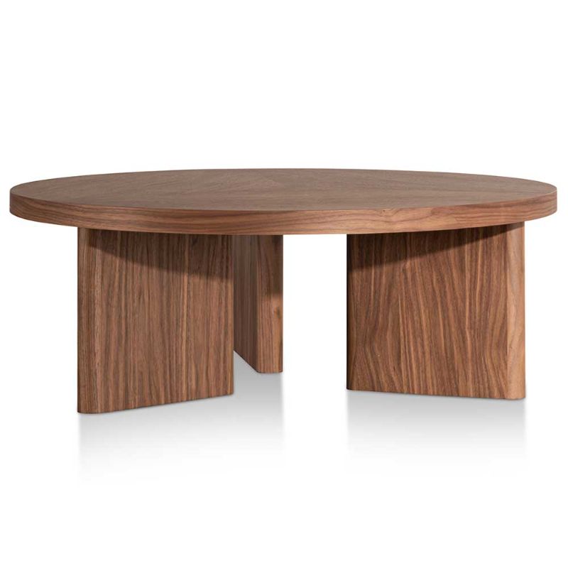 Radcliffe 100CM Wooden Round Coffee Table Walnut Side