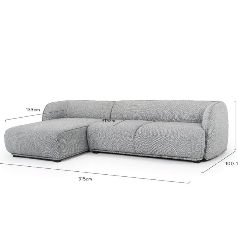 Ravenfield 3 Seater Left Chaise Sofa Graphite Grey Specificatioin