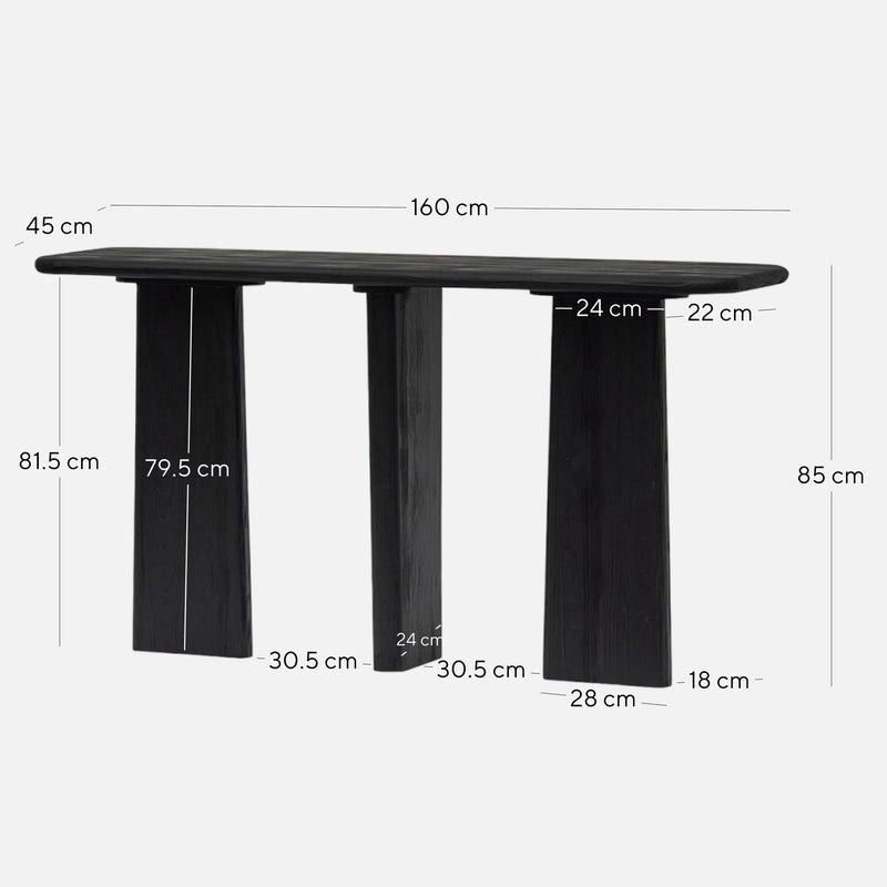Regency 160CM Console Table Black Dimensions