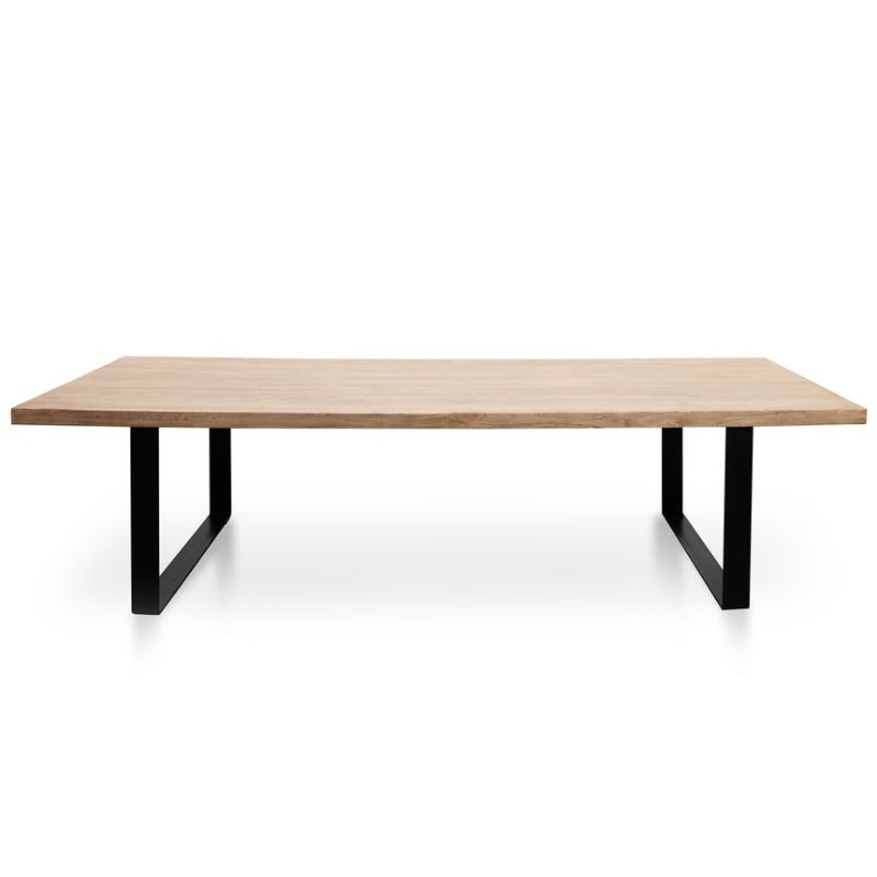 Roseland 300CM Reclaimed Elm Wood Dining Table Natural Front View