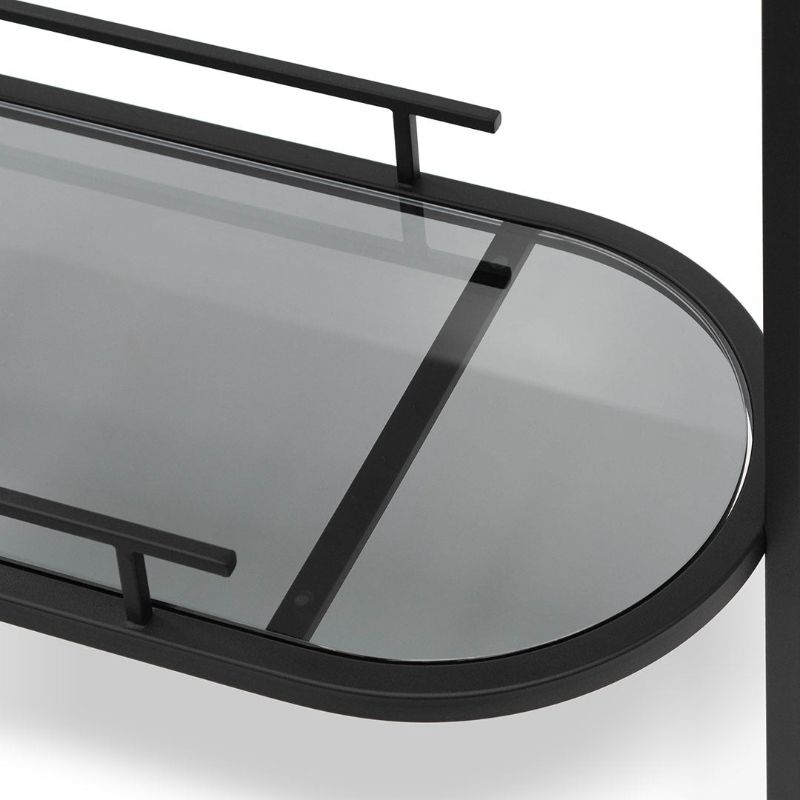 Roslyn Glass Bar Cart Black Top Glass