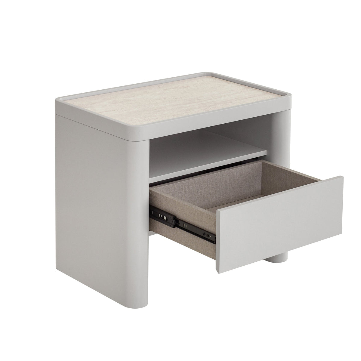 Westmore Glass Top Bedside Table