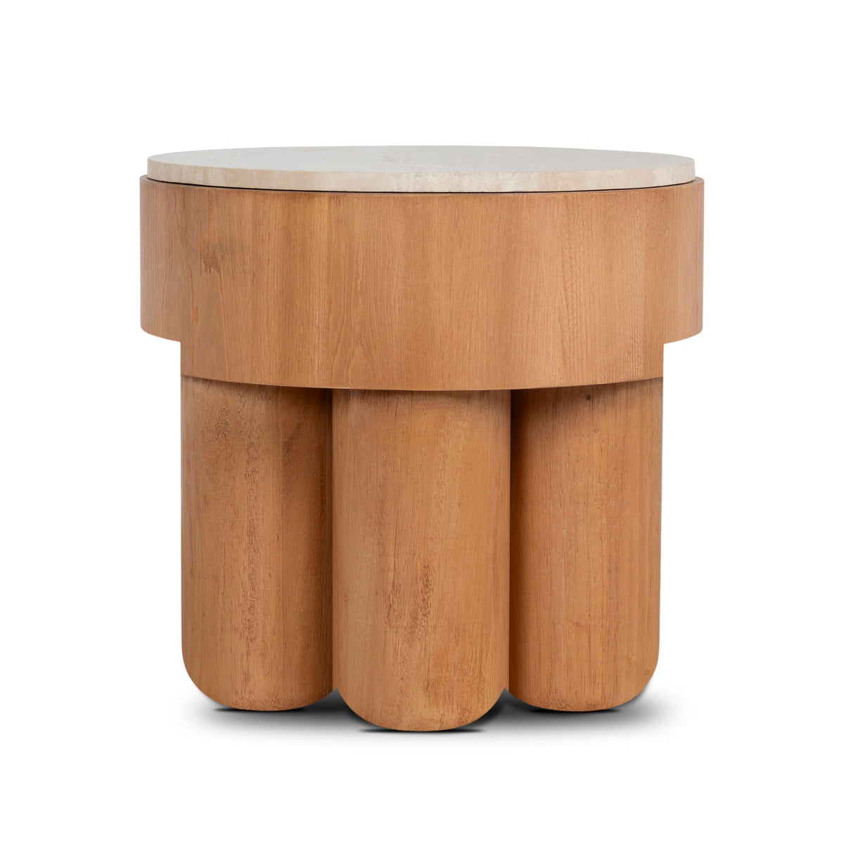 Withoak 50cm Round Travertine Side Table